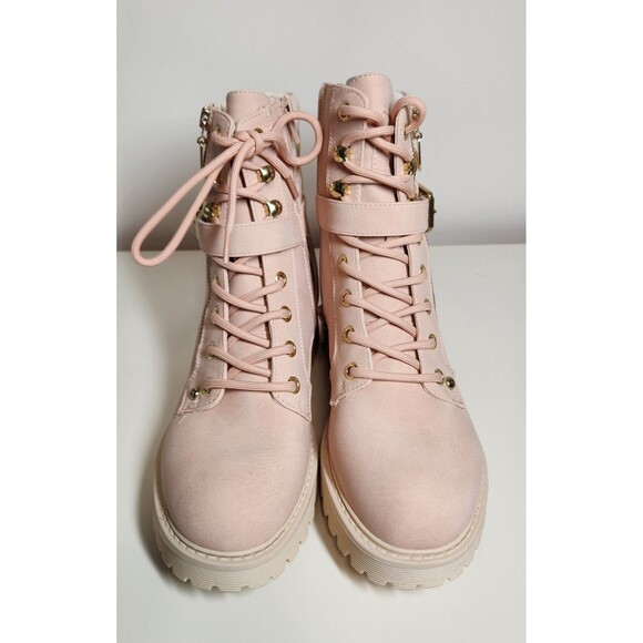 GBG Los Angeles Shoes - GBG LOS ANGELES G by GUESS Pink Combat Boots Women’s Size 7.5 Lace-Up Ankle Shoe